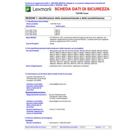 Toner return program Lexmark nero  51B2000